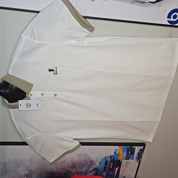 White and Tan Men's Fashion Polo Shirt - Picture 2 of 9